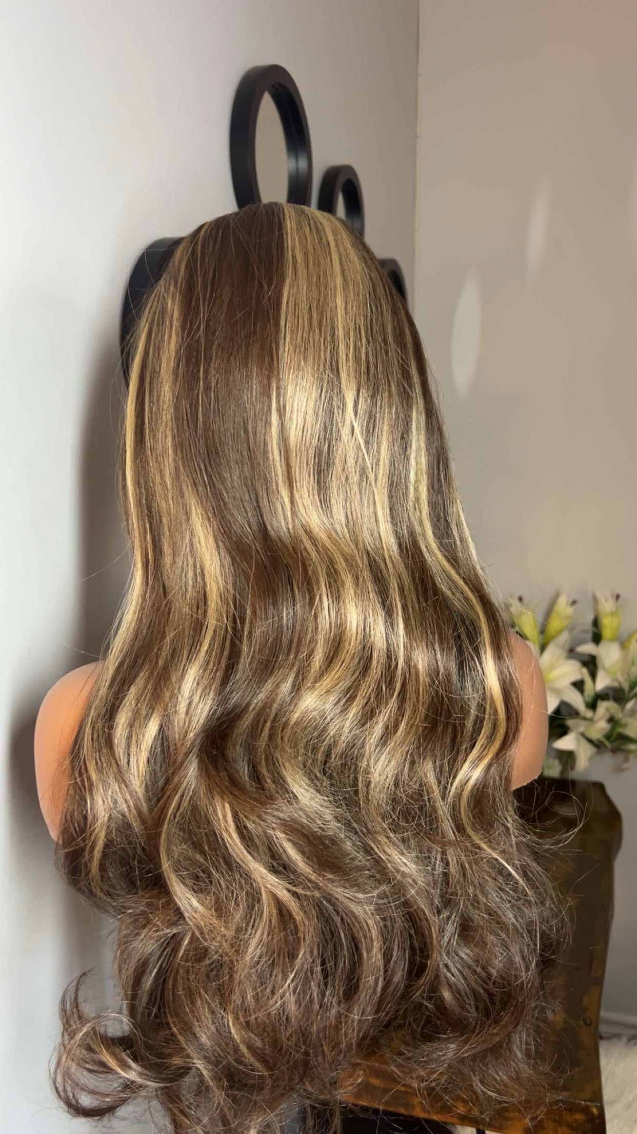 Blend hair avec ondulation de 24 pouce lace 13x6 couleur mélangée brun blond