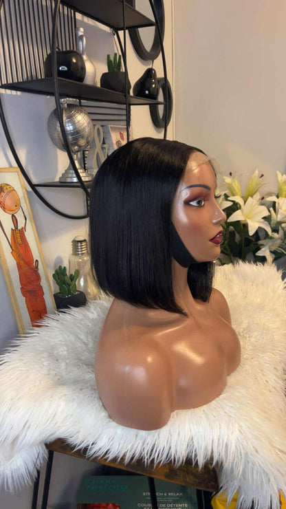 Perruque vietnamienne bone straight 8'' inches SSD densité 300% avec closure 5X5