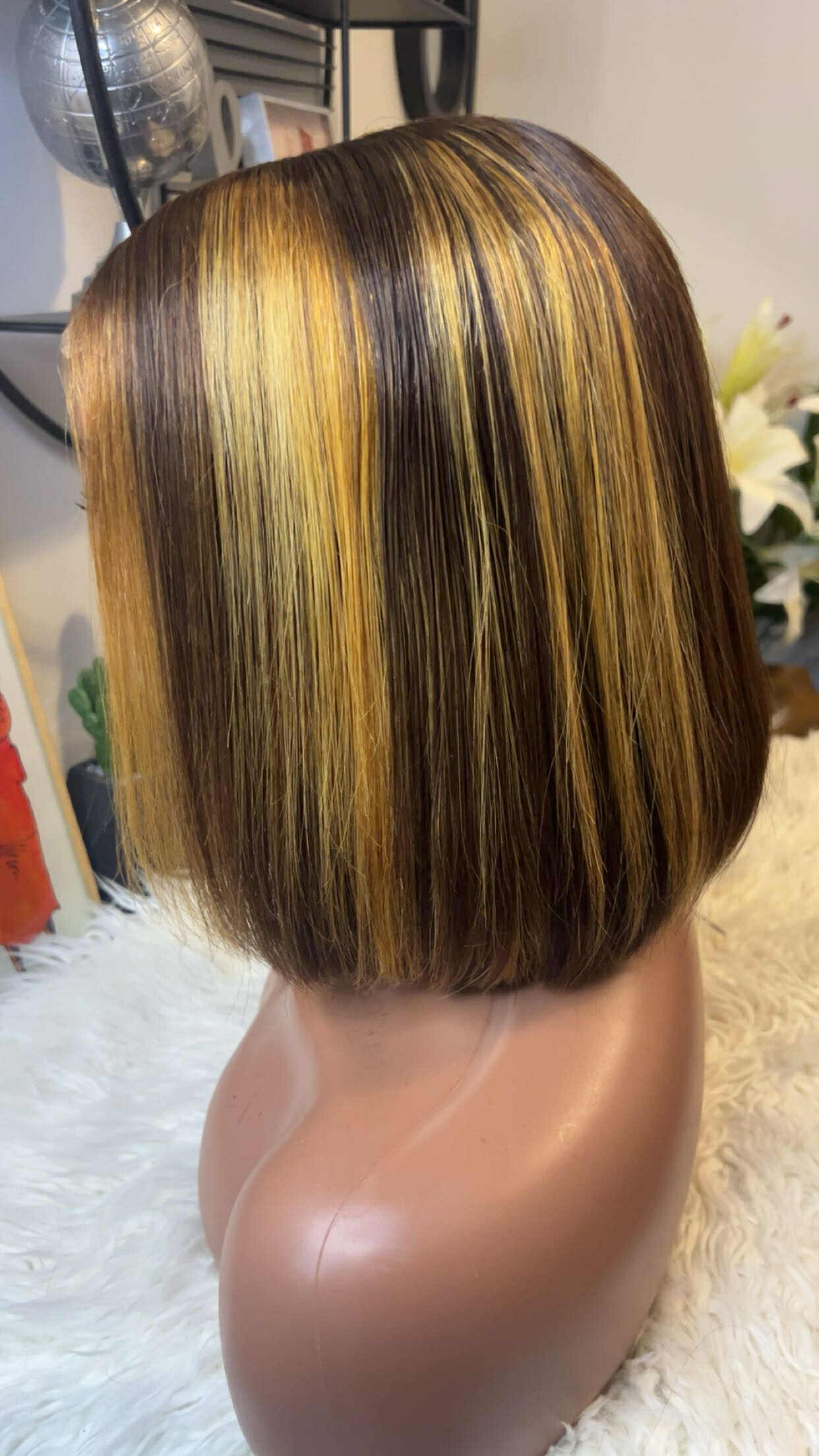 perruque vietnamienne bone straight 10'' inches SSD densité 300% avec closure 5X5