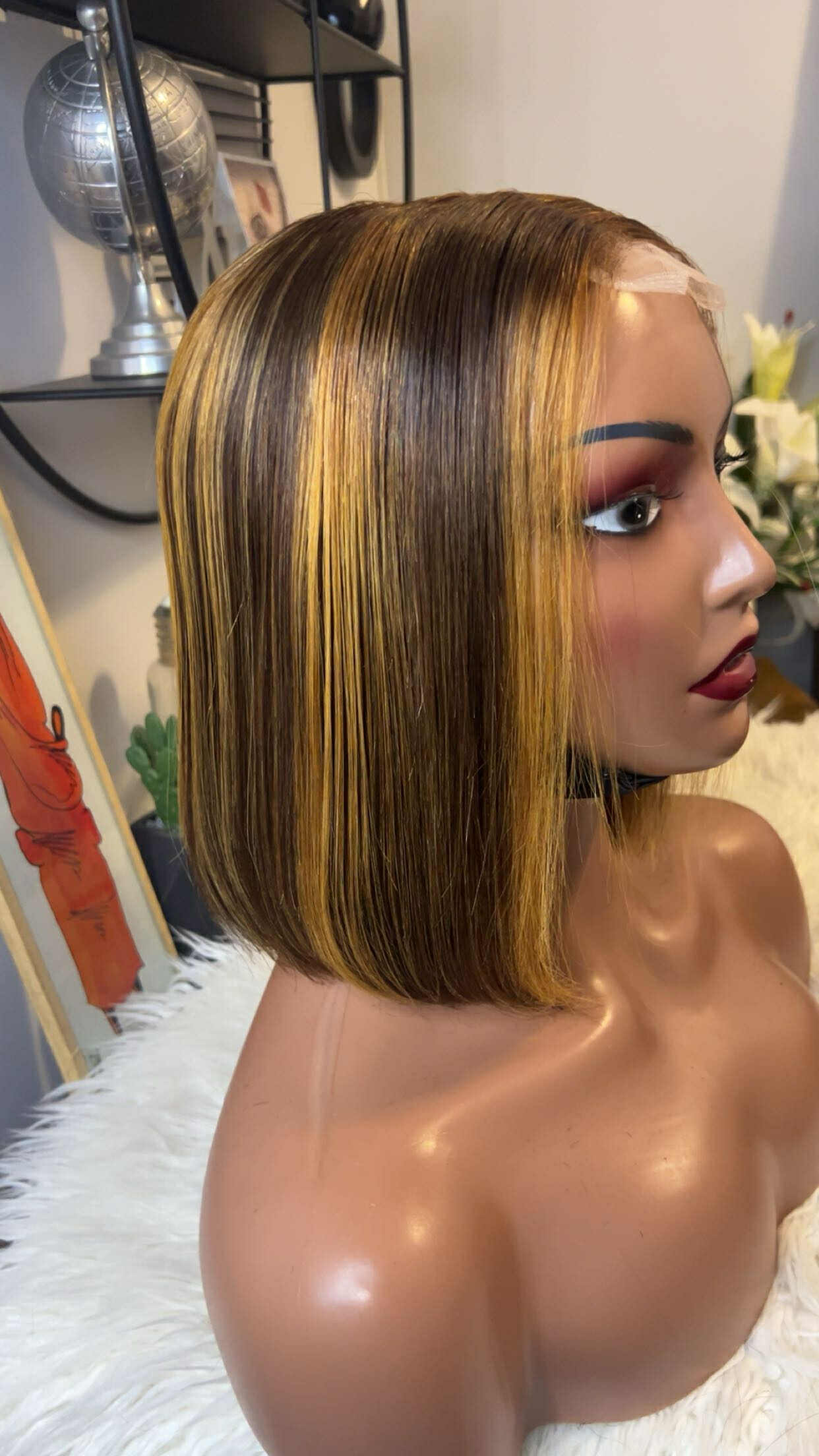 perruque vietnamienne bone straight 10'' inches SSD densité 300% avec closure 5X5