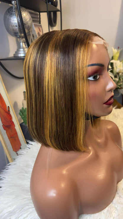 perruque vietnamienne bone straight 10'' inches SSD densité 300% avec closure 5X5