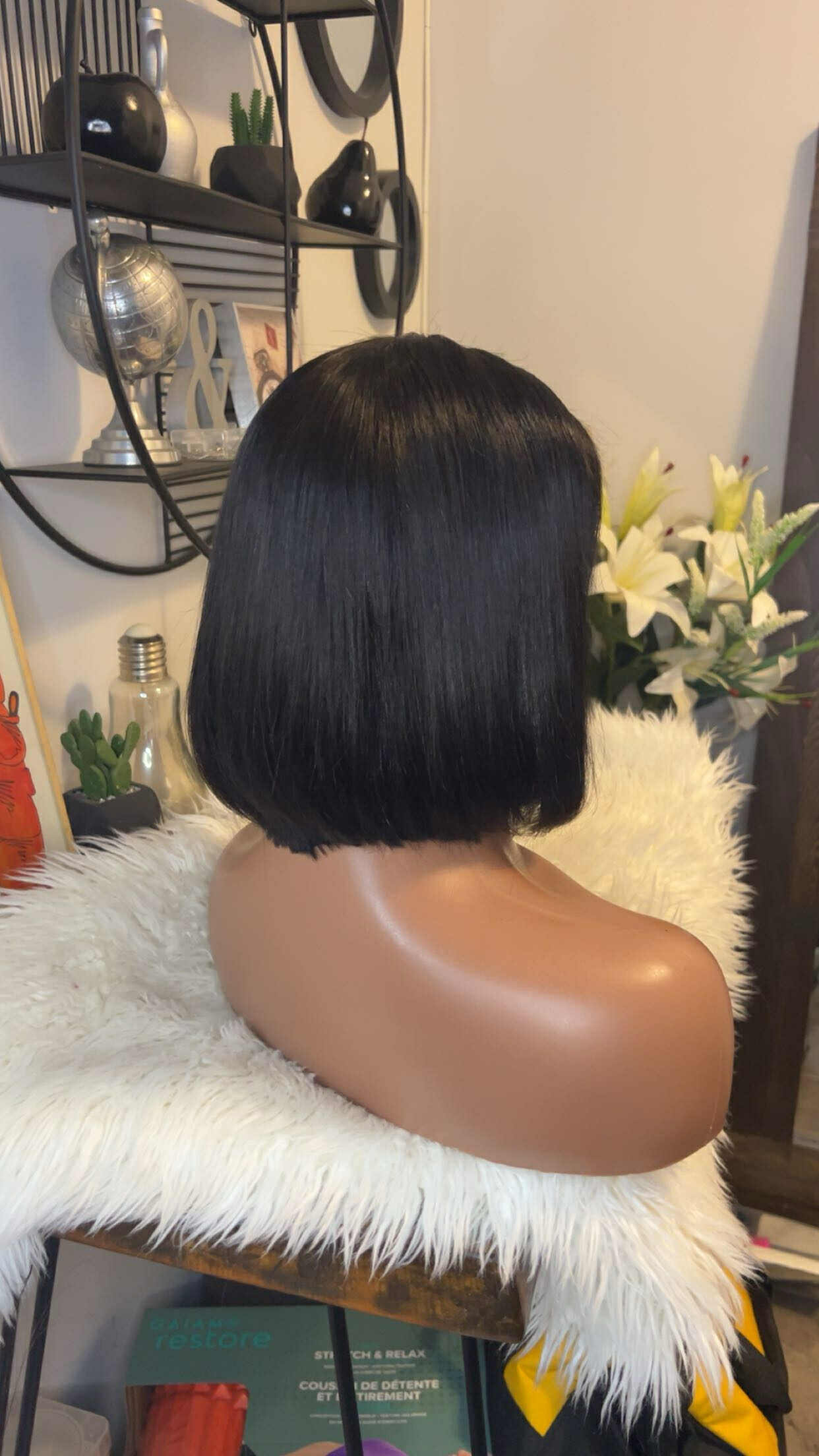 Perruque vietnamienne bone straight 8'' inches SSD densité 300% avec closure 5X5