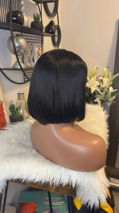 Perruque vietnamienne bone straight 8'' inches SSD densité 300% avec closure 5X5