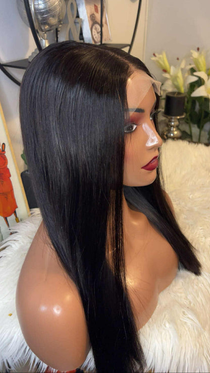 perruque vietnamienne bone straight 18'' inches SSD densité 300% avec closure 5X5