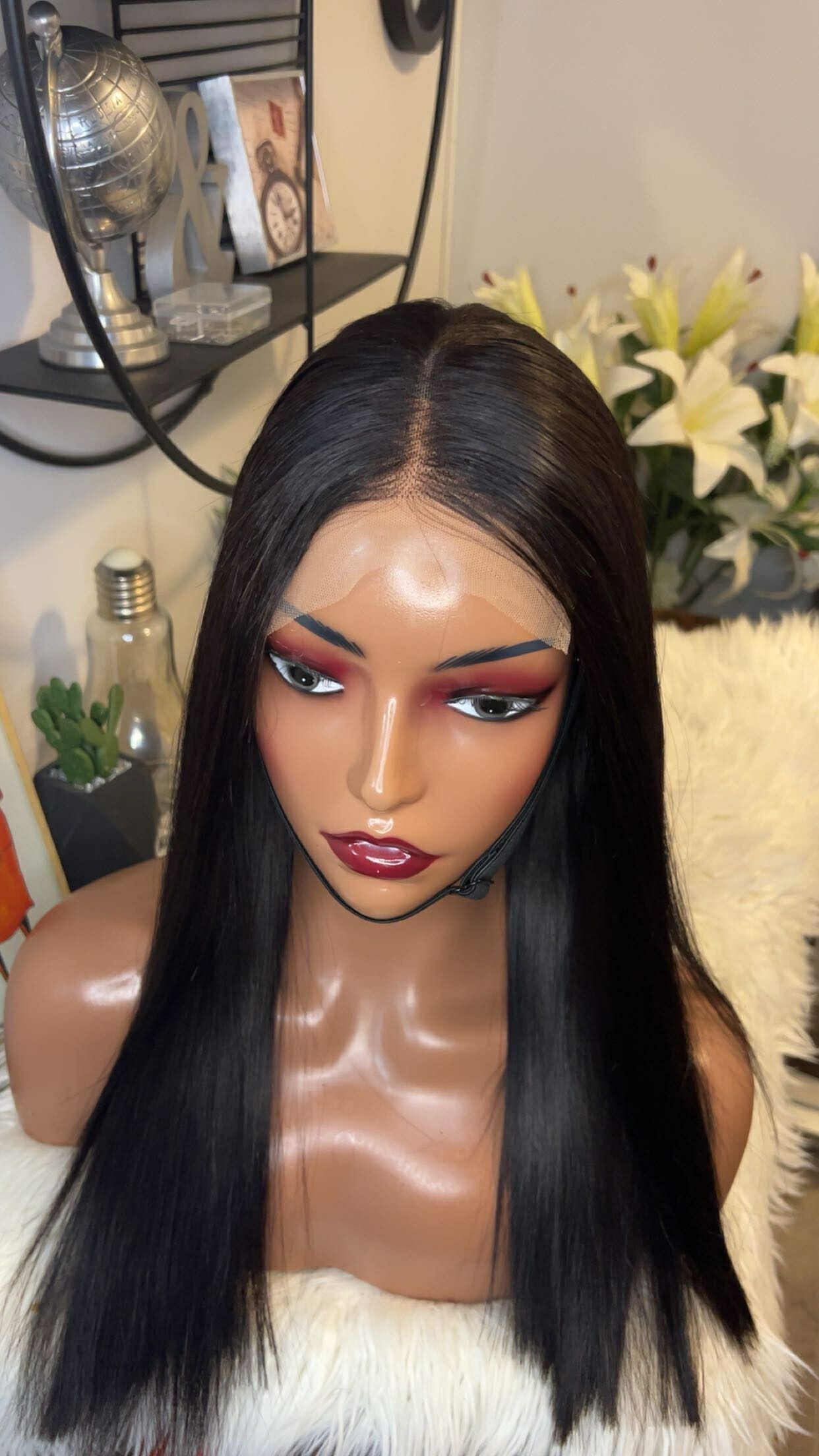 perruque vietnamienne bone straight 18'' inches SSD densité 300% avec closure 5X5