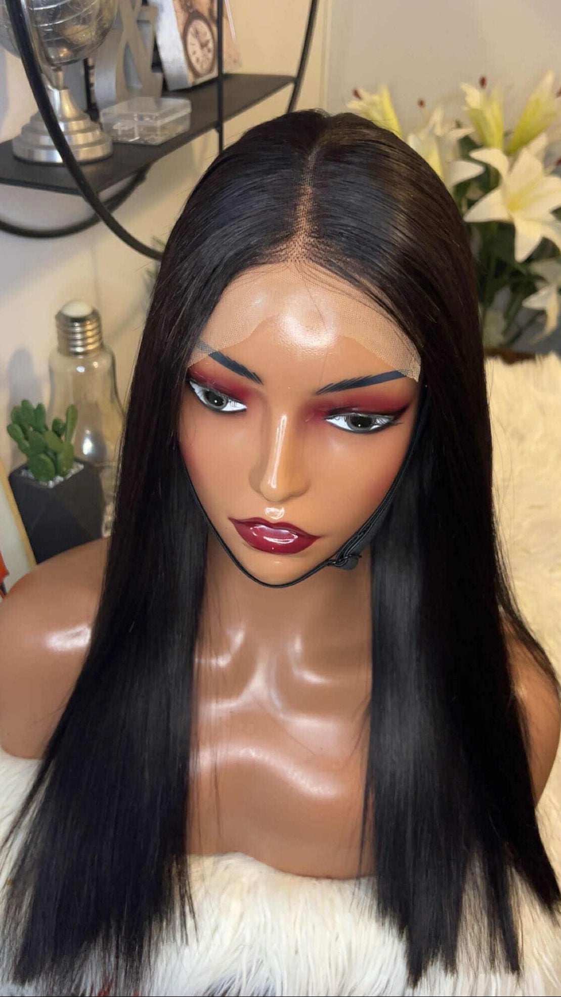 perruque vietnamienne bone straight 18'' inches SSD densité 300% avec closure 5X5