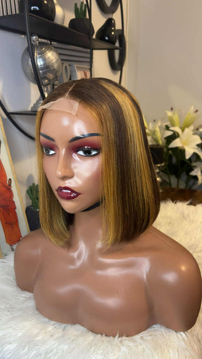 perruque vietnamienne bone straight 10'' inches SSD densité 300% avec closure 5X5