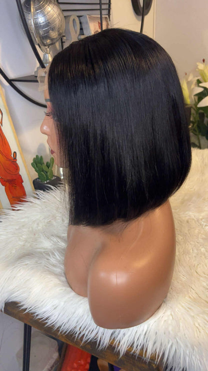 Perruque vietnamienne bone straight 8'' inches SSD densité 300% avec closure 5X5