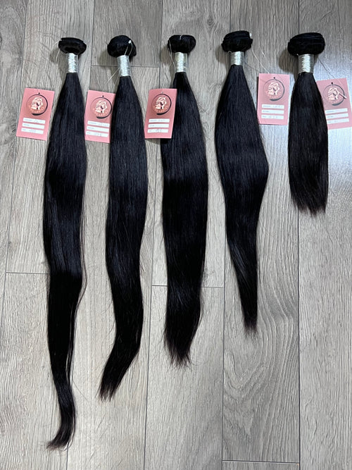 Bundles de cheveux raw Straight 100% human hair, non traités, doux & soyeux, tenue longue durée, Sans noeud, Sans chute