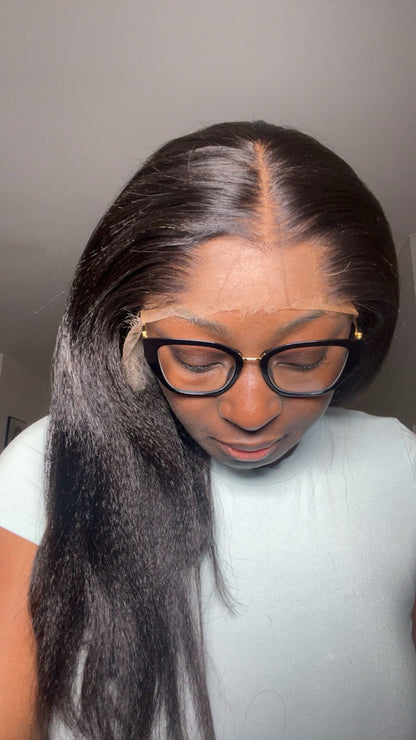Yaki Hair 16 pouces , 100% human Hair sur frontal real HD 13x4 + Lagos Hair Line