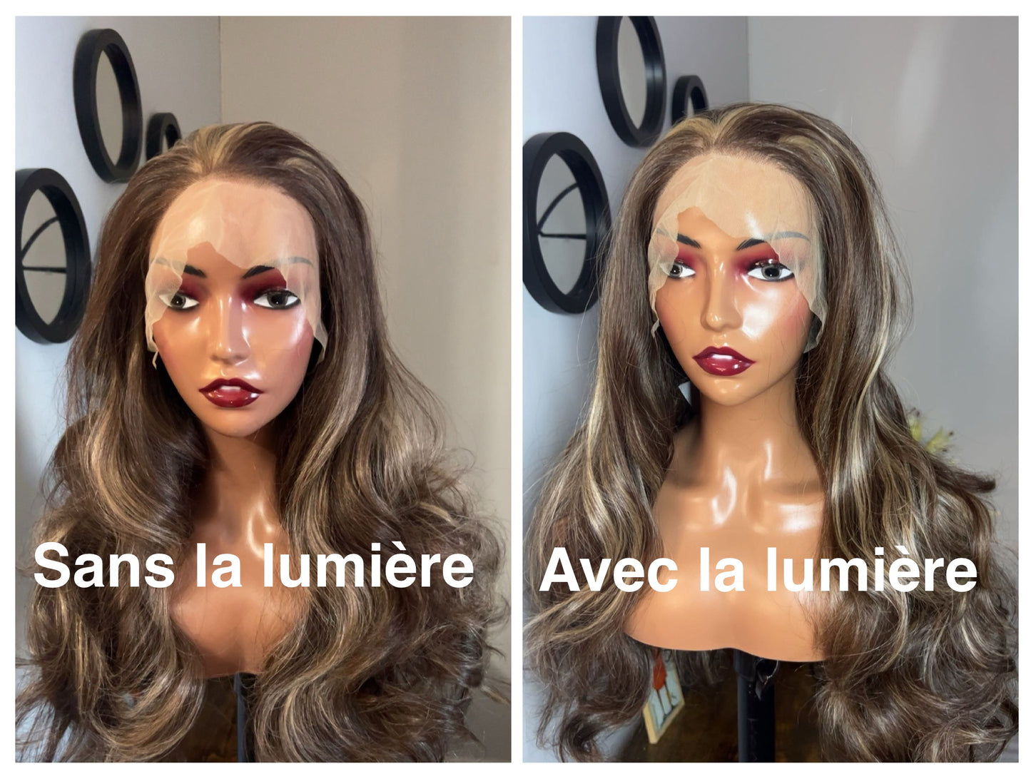 Blend hair avec ondulation de 24 pouce lace 13x6 couleur mélangée brun blond