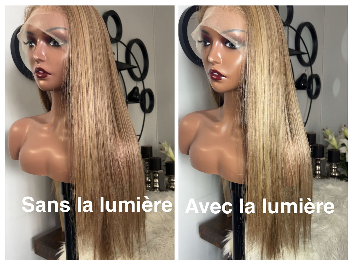 Blend hair 22 pouces lace 13x6 couleur blond ombré