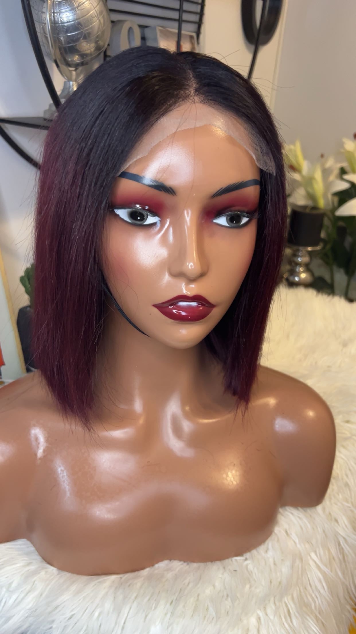 Perruque Vietnamienne bone straight 10 “ pouces SDD densité 300% sur une closure 5X5