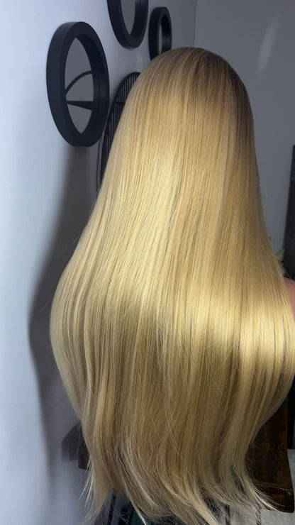 Blend hair 22 pouces lace 13x6 couleur blond ombré à la racine