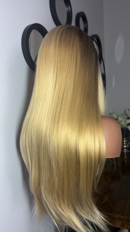 Blend hair 22 pouces lace 13x6 couleur blond ombré à la racine