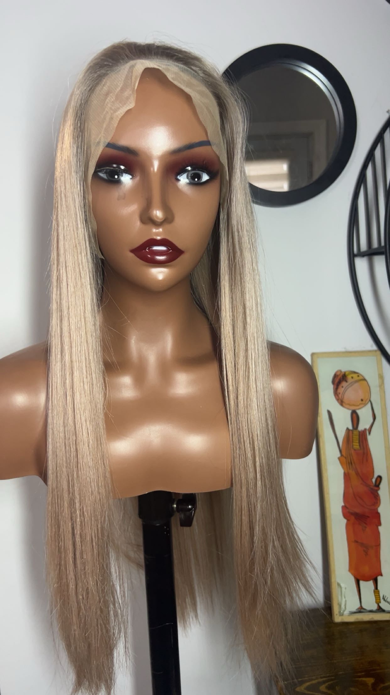 Blend hair 22 pouces lace 13x6 couleur blond Kaki