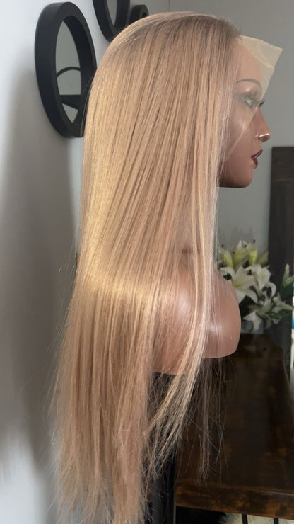 Blend hair 22 pouces lace 13x6 couleur blond Kaki