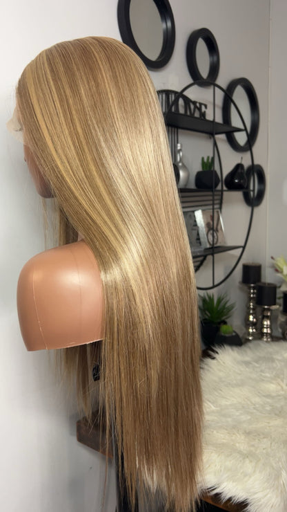 Blend hair 22 pouces lace 13x6 couleur blond ombré