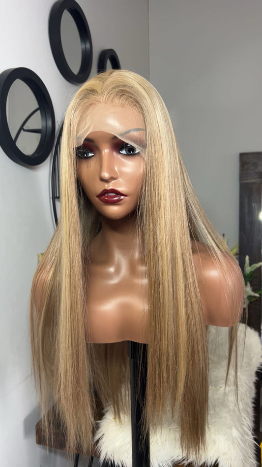 Blend hair 22 pouces lace 13x6 couleur blond ombré