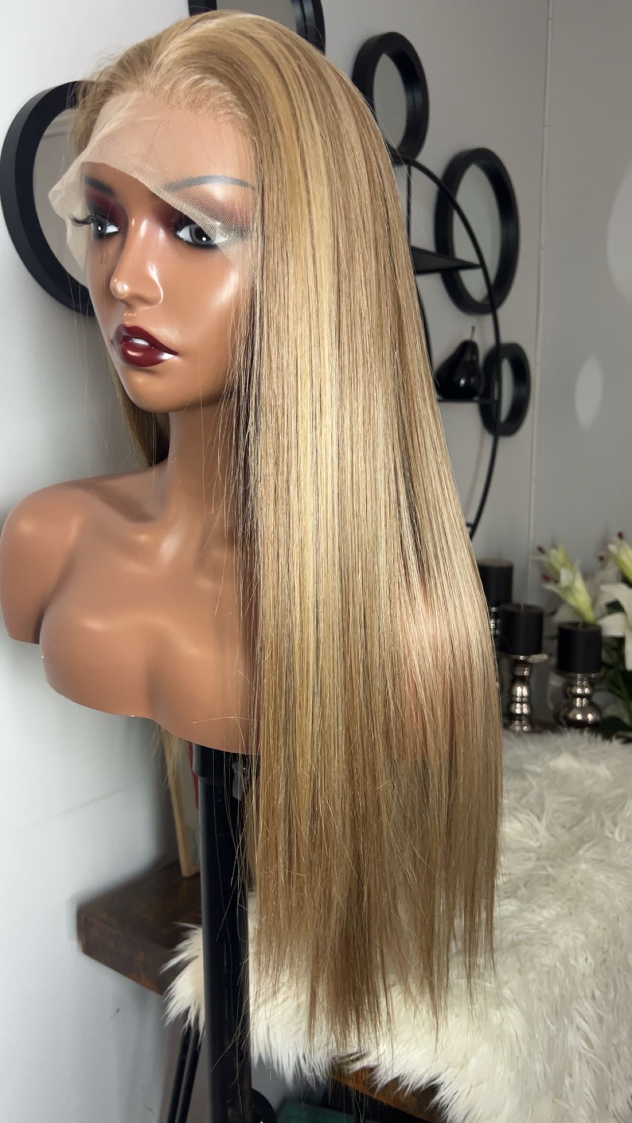 Blend hair 22 pouces lace 13x6 couleur blond ombré