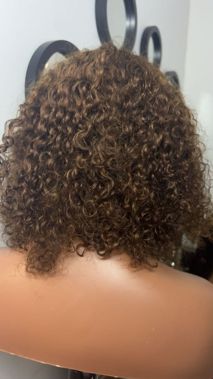 Perruque Jerry curly 12 pouces lace 13x4 couleur brun