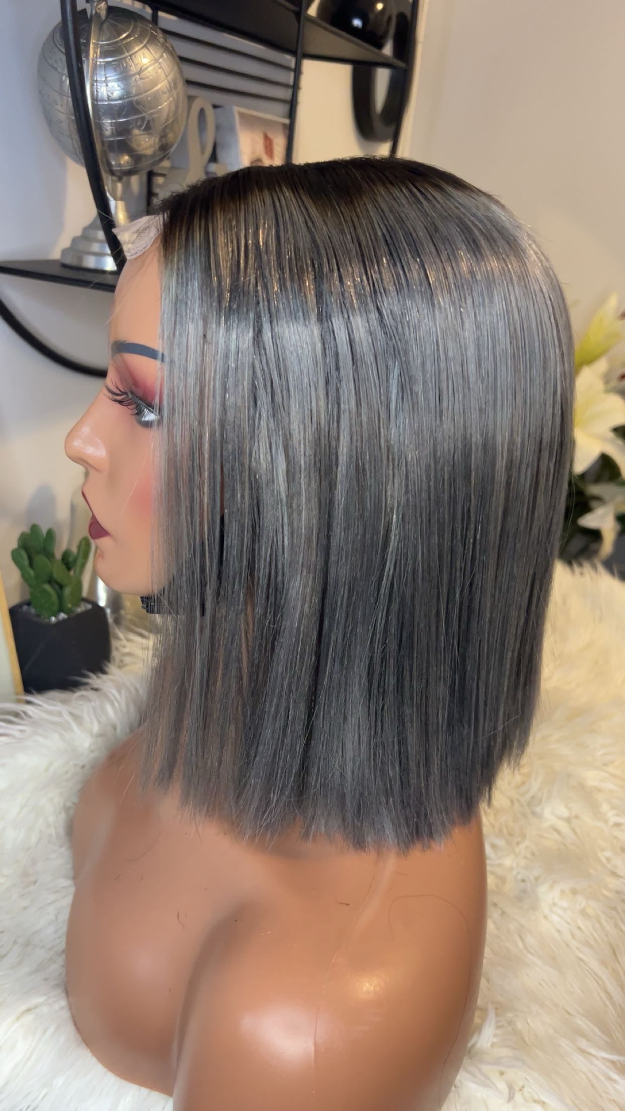 perruque vietnamienne bone straight 10'' inches SSD densité 300% avec closure 2X6