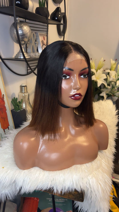 perruque vietnamienne bone straight 10'' inches SSD densité 300% avec closure 2X6