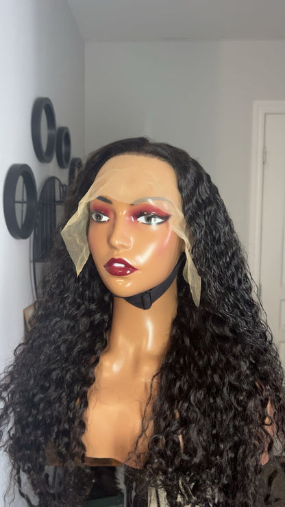 Perruque burnese curly 100% cheveux birman de 24 pouces ; densité 250% couleur noir naturel lace 13x6