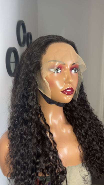 Perruque burnese curly 100% cheveux birman de 24 pouces ; densité 250% couleur noir naturel lace 13x6