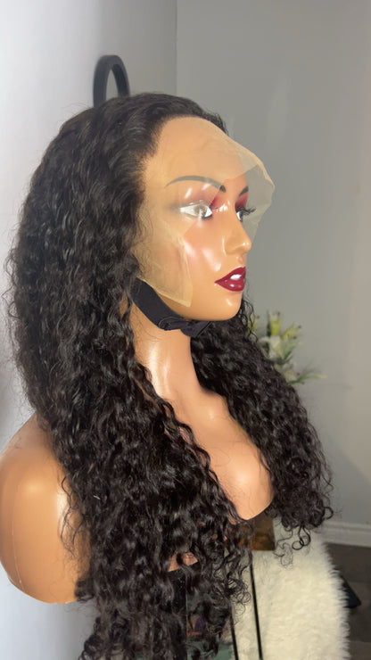 Perruque burnese curly 100% cheveux birman de 24 pouces ; densité 250% couleur noir naturel lace 13x6