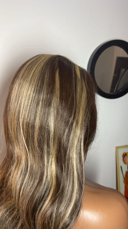 Blend hair avec ondulation de 24 pouce lace 13x6 couleur mélangée brun blond