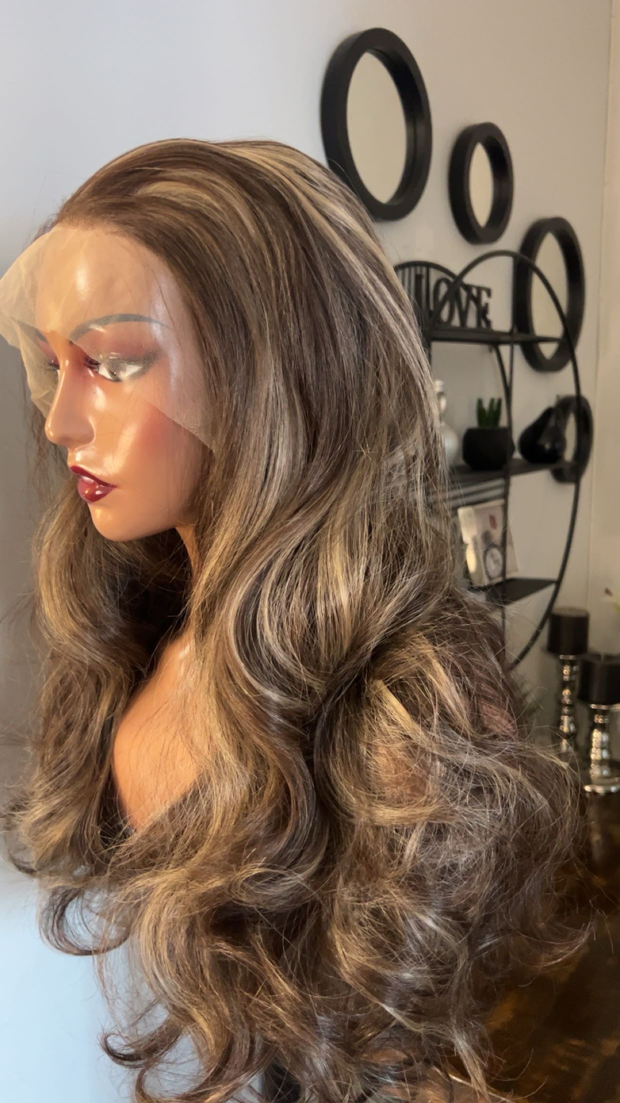 Blend hair avec ondulation de 24 pouce lace 13x6 couleur mélangée brun blond