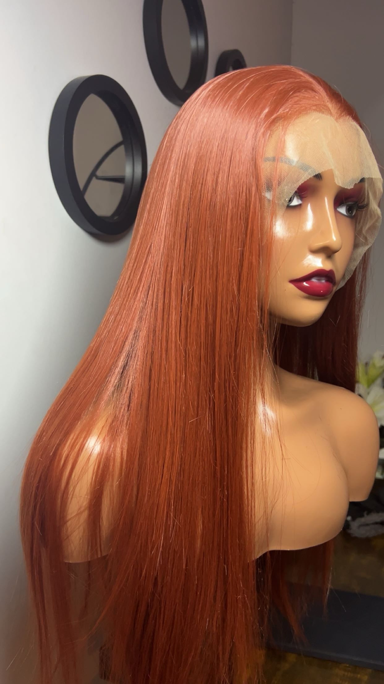 Blend hair de 22 pouces lace 13x6 couleur ginger