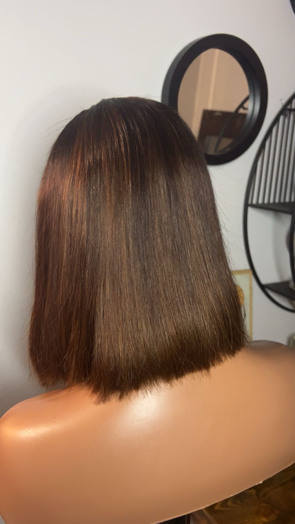 Perruque bob vietnamienne de 10 pouces SDD Bone straight; densité 300% couleurs brune closure 5X5