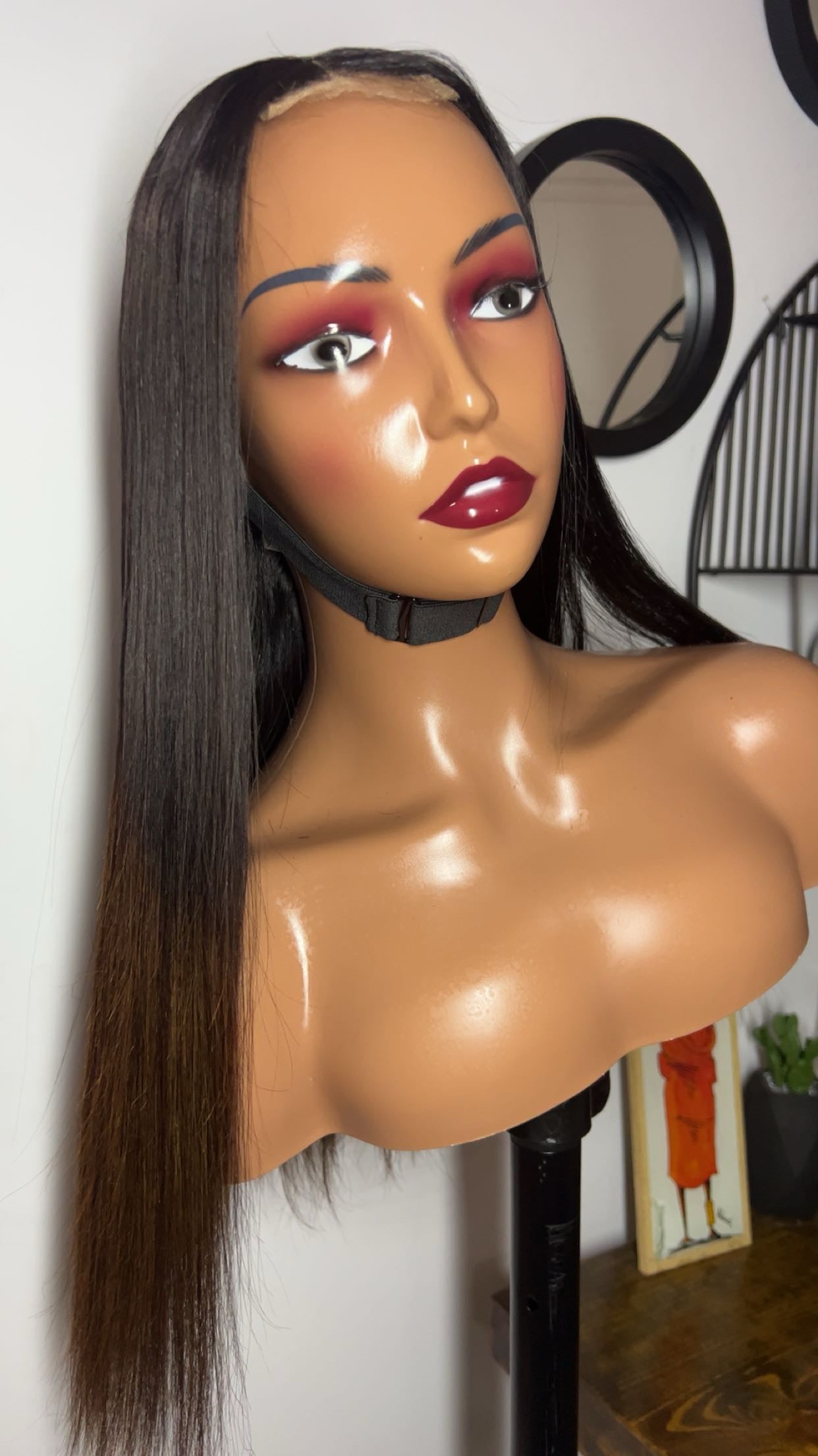 Perruque vietnamienne de 22 pouces SDD Bone straight; densité 300% couleur 1B-4 closure 5X5 transparent