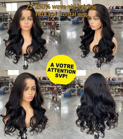 100% human hair de 22 pouces sur frontal 13x4 + Lagos hair line , densité 250