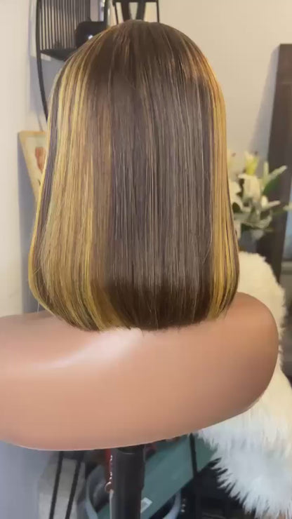 perruque vietnamienne bone straight 10'' inches SSD densité 300% avec closure 5X5