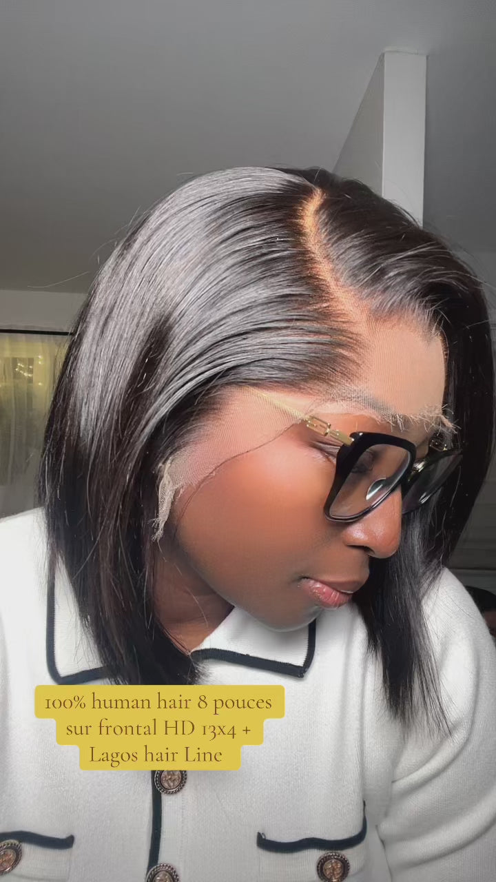 Bob sur frontal real HD 13x4 + lagos hair line densité 250%