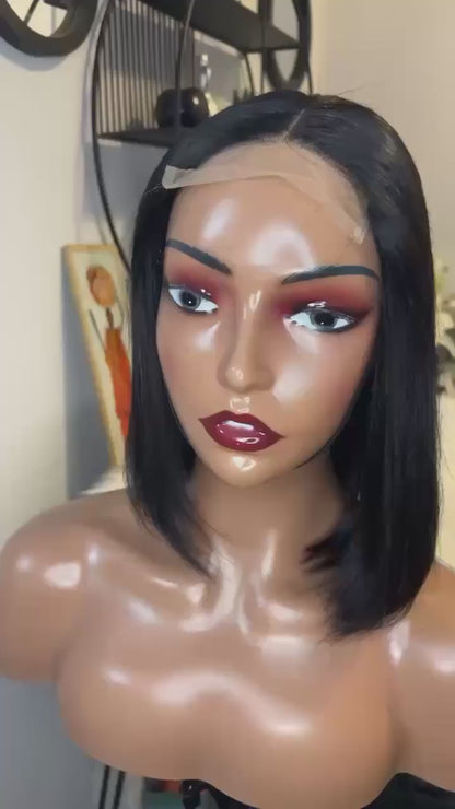 Perruque vietnamienne bone straight 8'' inches SSD densité 300% avec closure 5X5